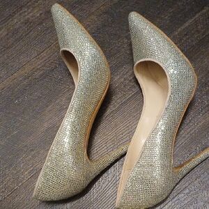 Nine West Shimmering Gold Heels